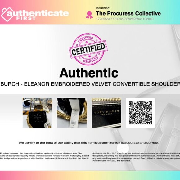 🆕 TORY BURCH 🧿 NWT Eleanor Embroidered Velvet Convertible Shoulder Bag - AUTH - Picture 16 of 16